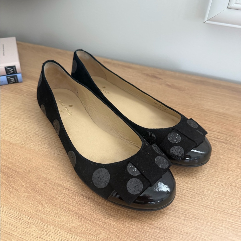 Kate Spade Black Flats with Polka Dot Design